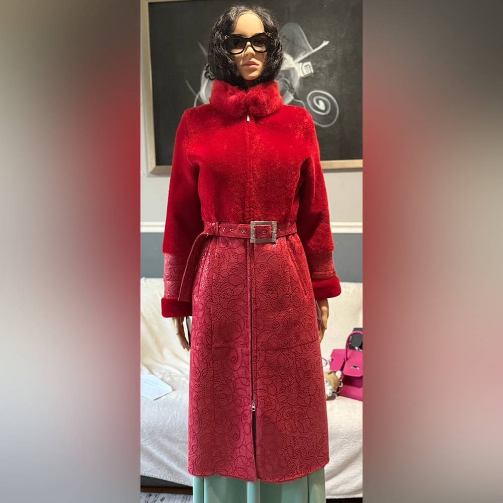 American Fur Mart shearling coat with belt